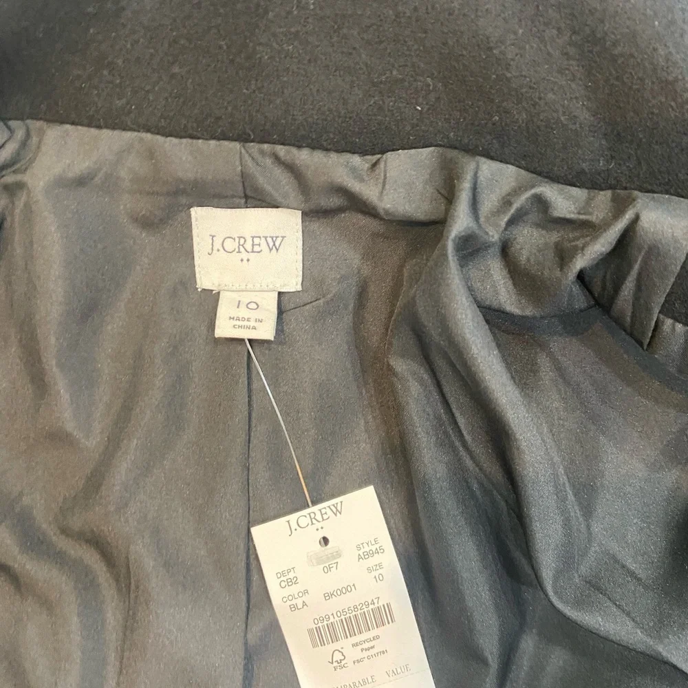 NWT JCrew Black wool blend city coat.  Size 10 sold out. - Picture 7 of 16